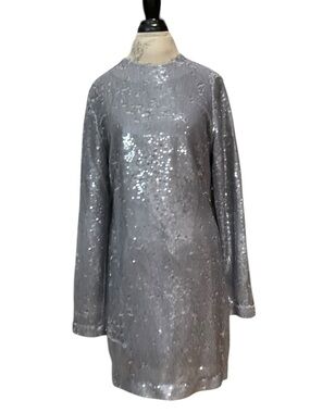 NONCHALANT LABEL Zola Dress Women’s Sequin Quick Silver Size XL NWT
